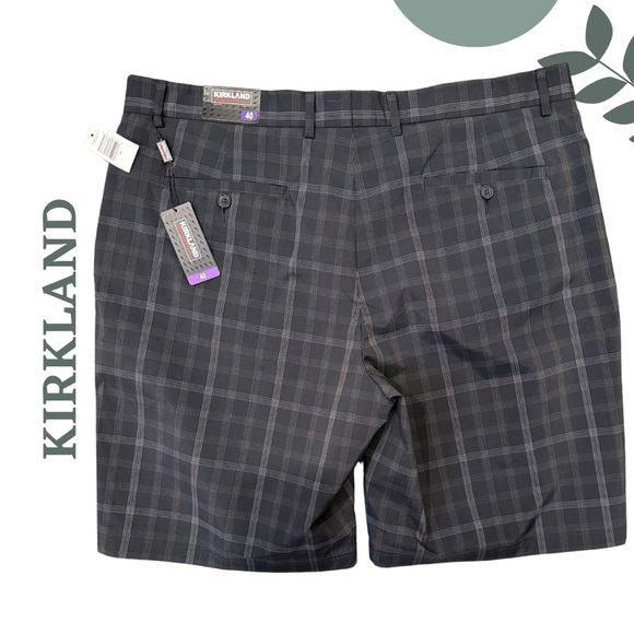 🛍️ 3/$40 Kirkland Men’s Plaid Golf Shorts | Flat Front Performance Fit Size 40 - Picture 2 of 5